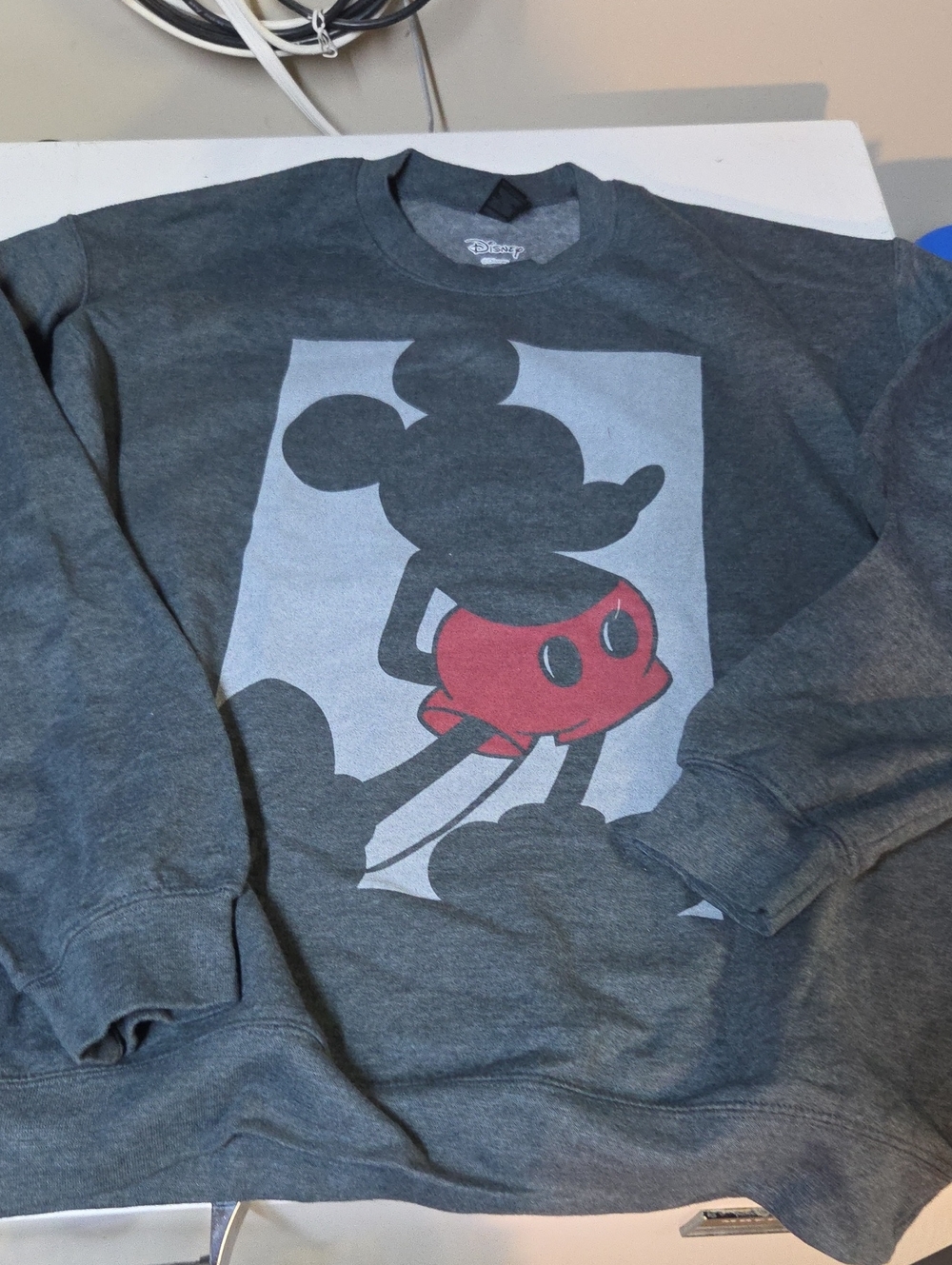 Disney Grey Crewneck Sweatshirt with Red Mickey Graphic Sz M New